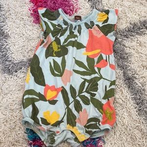 Tea Collection tropical print floral bubble romper 18-24m